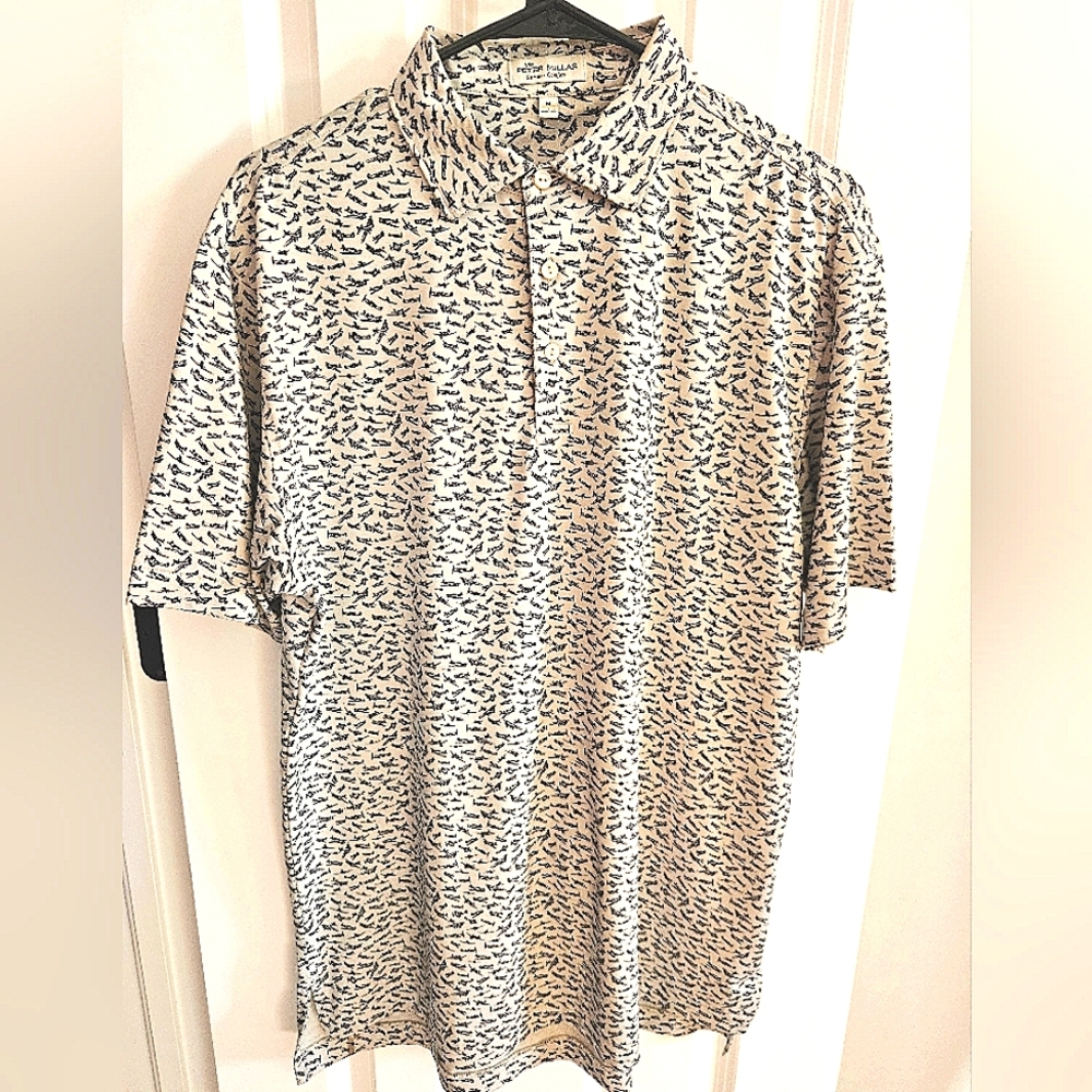 Men's White and Black Patterned Shirt